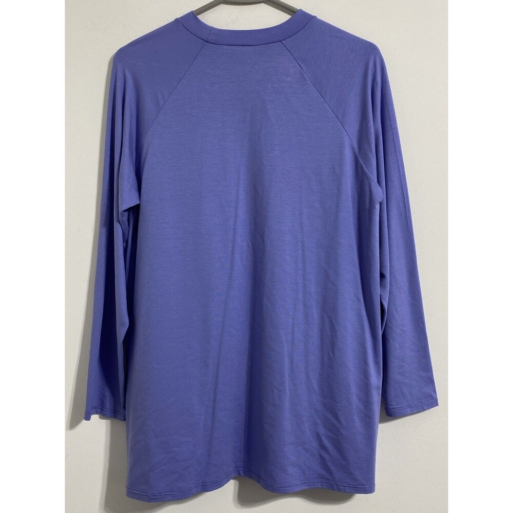 Eileen Fisher Shirt Women's S Raglan Sleeve Crewneck Purple Hydrangea Oversized - Picture 3 of 6